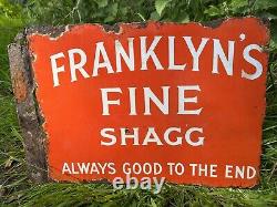 FRANKLYN'S FINE SHAGG VINTAGE double sided Enamel Sign, Antique, RARE, 1920s