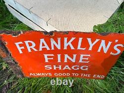 FRANKLYN'S FINE SHAGG VINTAGE double sided Enamel Sign, Antique, RARE, 1920s