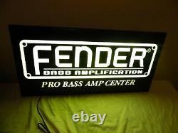 Fender Guitar Rare VTG Lighted Sign Bass Amplification Pro Bass Amp Center 30X15