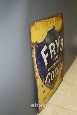 Fry's Cocoa vintage original enamel advertising sign. Rare