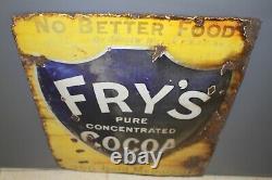 Fry's Cocoa vintage original enamel advertising sign. Rare