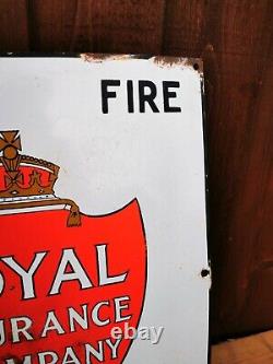 Genuine Original Enamel Sign Royal Insurance Co Ltd Life Fire Marine Rare