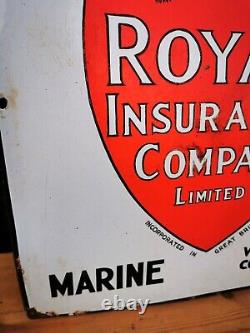 Genuine Original Enamel Sign Royal Insurance Co Ltd Life Fire Marine Rare