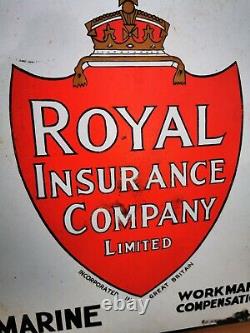 Genuine Original Enamel Sign Royal Insurance Co Ltd Life Fire Marine Rare