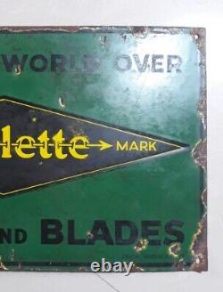 Gillette Razor And Blades Vintage Old Porcelain Enamel Sign Board 1920 Rare