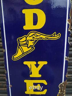 Good Year Tyre Flying Shoe Sign Vintage Porcelain Enamel Sign Rare Size 48 Inch#