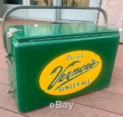 Green Vernor's Ginger Ale Vintage Antique Cooler Handle HTF Rare