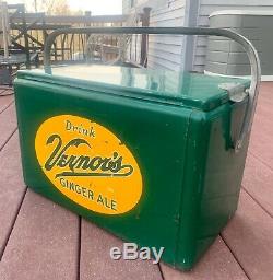 Green Vernor's Ginger Ale Vintage Antique Cooler Handle HTF Rare