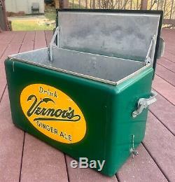 Green Vernor's Ginger Ale Vintage Antique Cooler Handle HTF Rare