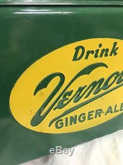 Green Vernor's Ginger Ale Vintage Antique Cooler Handle Rare With A Inside Tray