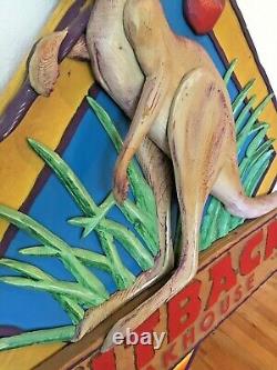 HUGE 4 FOOT Vintage Outback Steakhouse Advertisement Rare Wood Store Front Sign