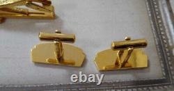 Heinz Cufflinks and Tie Clip Gold Plated and Enamel Extremely Rare Vintage Items