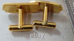 Heinz Cufflinks and Tie Clip Gold Plated and Enamel Extremely Rare Vintage Items