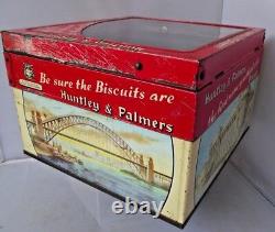 Huntley & Palmers Vintage Glass Top Shop Counter Advertising Biscuits Tin Rare