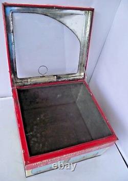 Huntley & Palmers Vintage Glass Top Shop Counter Advertising Biscuits Tin Rare