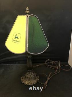 John Deere Vintage Stained Glass Table Lamp Very Rare
