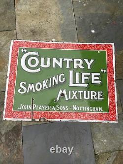 John Player Country Life Smoking Mixture Rare Large Vintage Enamel Sign Lovely