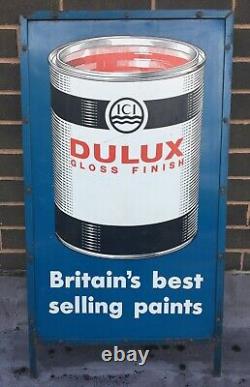 LARGE GENUINE VINTAGE 1950s DULUX PAINT SIGN SILK SCREEN ENAMEL ON METAL RARE