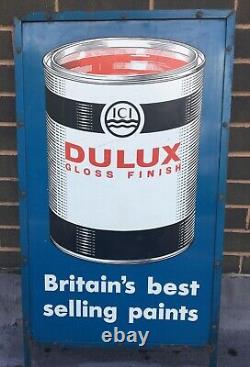 LARGE GENUINE VINTAGE 1950s DULUX PAINT SIGN SILK SCREEN ENAMEL ON METAL RARE