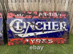 Large Clincher tyres enamel Vintage Advertising sign Rare Automobilia
