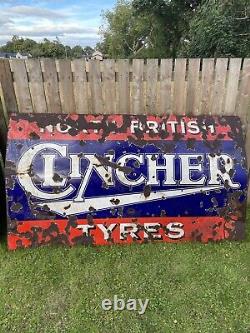 Large Clincher tyres enamel Vintage Advertising sign Rare Automobilia