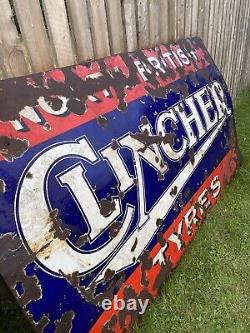 Large Clincher tyres enamel Vintage Advertising sign Rare Automobilia