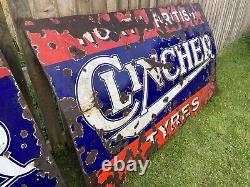 Large Clincher tyres enamel Vintage Advertising sign Rare Automobilia