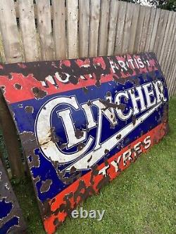Large Clincher tyres enamel Vintage Advertising sign Rare Automobilia