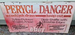 Large Metal Retro Vintage Danger Sign 4 X 2 Foot 1960's Rare From Old Quarry