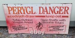 Large Metal Retro Vintage Danger Sign 4 X 2 Foot 1960's Rare From Old Quarry