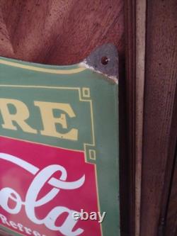 Large Rare Vintage Coca-cola Drug Store Porcelain Sign Rx Advertising 27×18