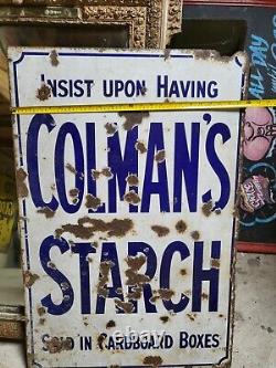 Large Rare Vintage Colemans Starch Enamel Sign 3ft X 2ft