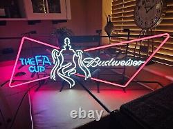 Large Rare Vintage Collectable Neon Budweiser FA Cup (3 Colour) Advertising Sign