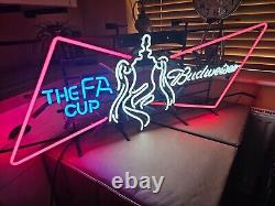 Large Rare Vintage Collectable Neon Budweiser FA Cup (3 Colour) Advertising Sign