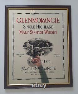 Large Rare Vintage Glenmorangie 10 year old Scotch Whisky Pub Bar Framed Mirror