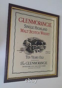 Large Rare Vintage Glenmorangie 10 year old Scotch Whisky Pub Bar Framed Mirror