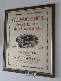Large Rare Vintage Glenmorangie 10 year old Scotch Whisky Pub Bar Framed Mirror