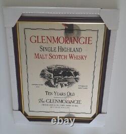 Large Rare Vintage Glenmorangie 10 year old Scotch Whisky Pub Bar Framed Mirror