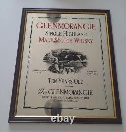 Large Rare Vintage Glenmorangie 10 year old Scotch Whisky Pub Bar Framed Mirror