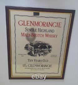 Large Rare Vintage Glenmorangie 10 year old Scotch Whisky Pub Bar Framed Mirror