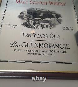 Large Rare Vintage Glenmorangie 10 year old Scotch Whisky Pub Bar Framed Mirror