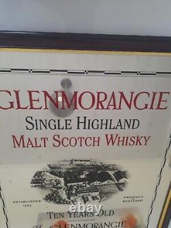 Large Rare Vintage Glenmorangie 10 year old Scotch Whisky Pub Bar Framed Mirror