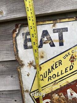 Large Vintage Rare Quaker Oats Pictorial Advertising Enamel Sign