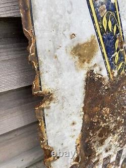 Large Vintage Rare Quaker Oats Pictorial Advertising Enamel Sign