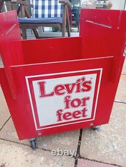 Levi's feet, storage Box. Red. Vintage, Rare Item. Shop front store, collectors