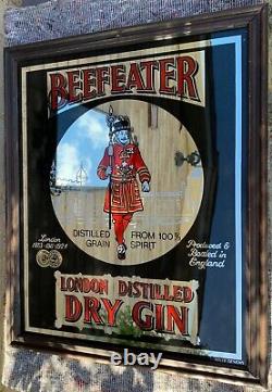 London Gin Beefeater Mirror Framed Vintage Advertising Large Rare Pub Mancave