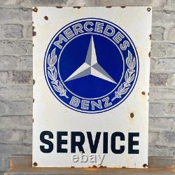 MERCEDES BENZ Enamel Sign 20.1x14.6 (51x37cm) Rare Vintage Nice Service Signage