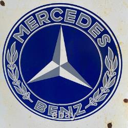 MERCEDES BENZ Enamel Sign 20.1x14.6 (51x37cm) Rare Vintage Nice Service Signage