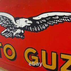 MOTO GUZZI Enamel Sign 24.8x11.4 (63x29cm) Rare Vintage Motorcycle Unique Decor