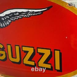 MOTO GUZZI Enamel Sign 24.8x11.4 (63x29cm) Rare Vintage Motorcycle Unique Decor